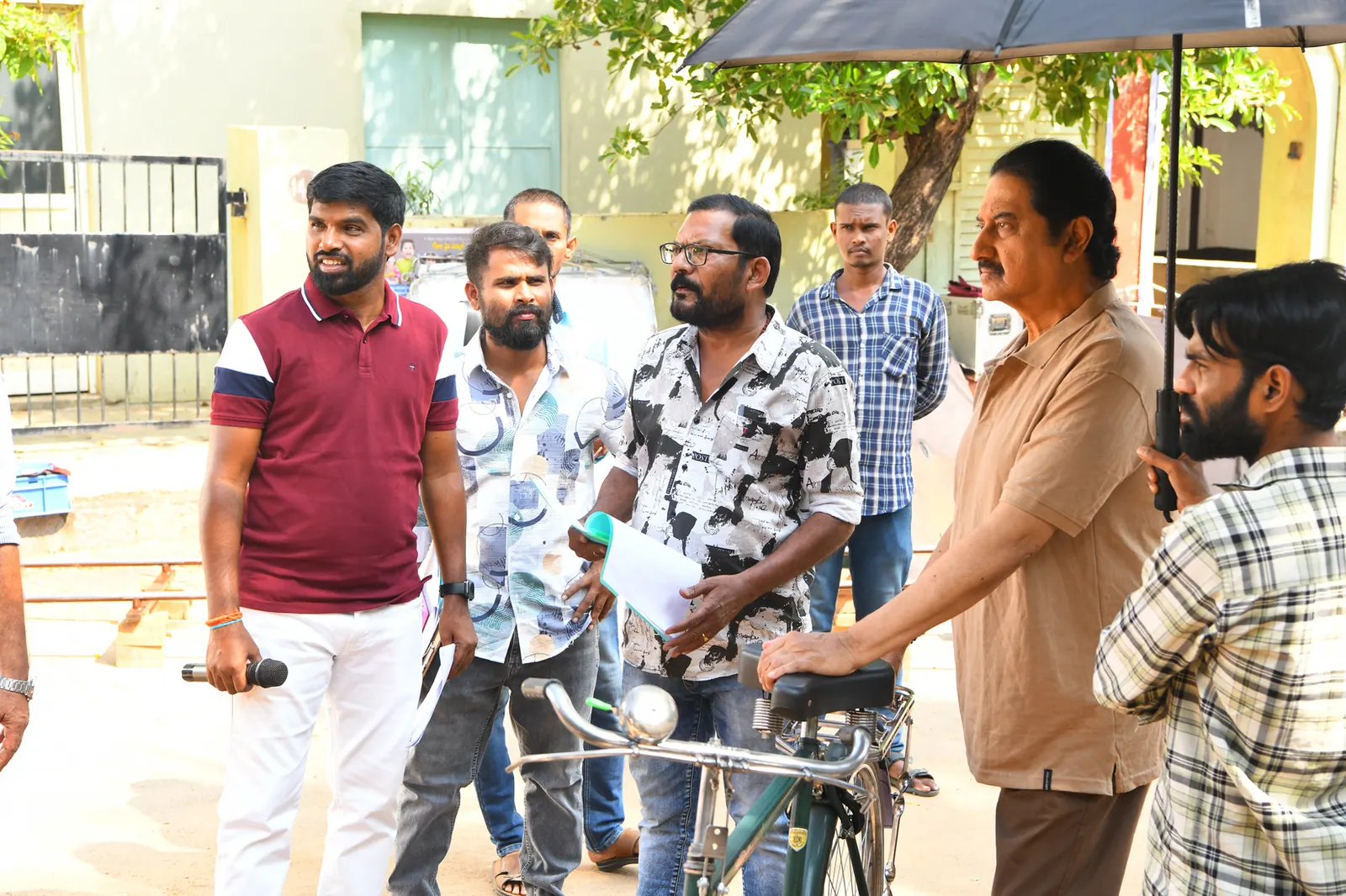 Jai Jnana Prabha Thota directing a scene on location with actors and crew